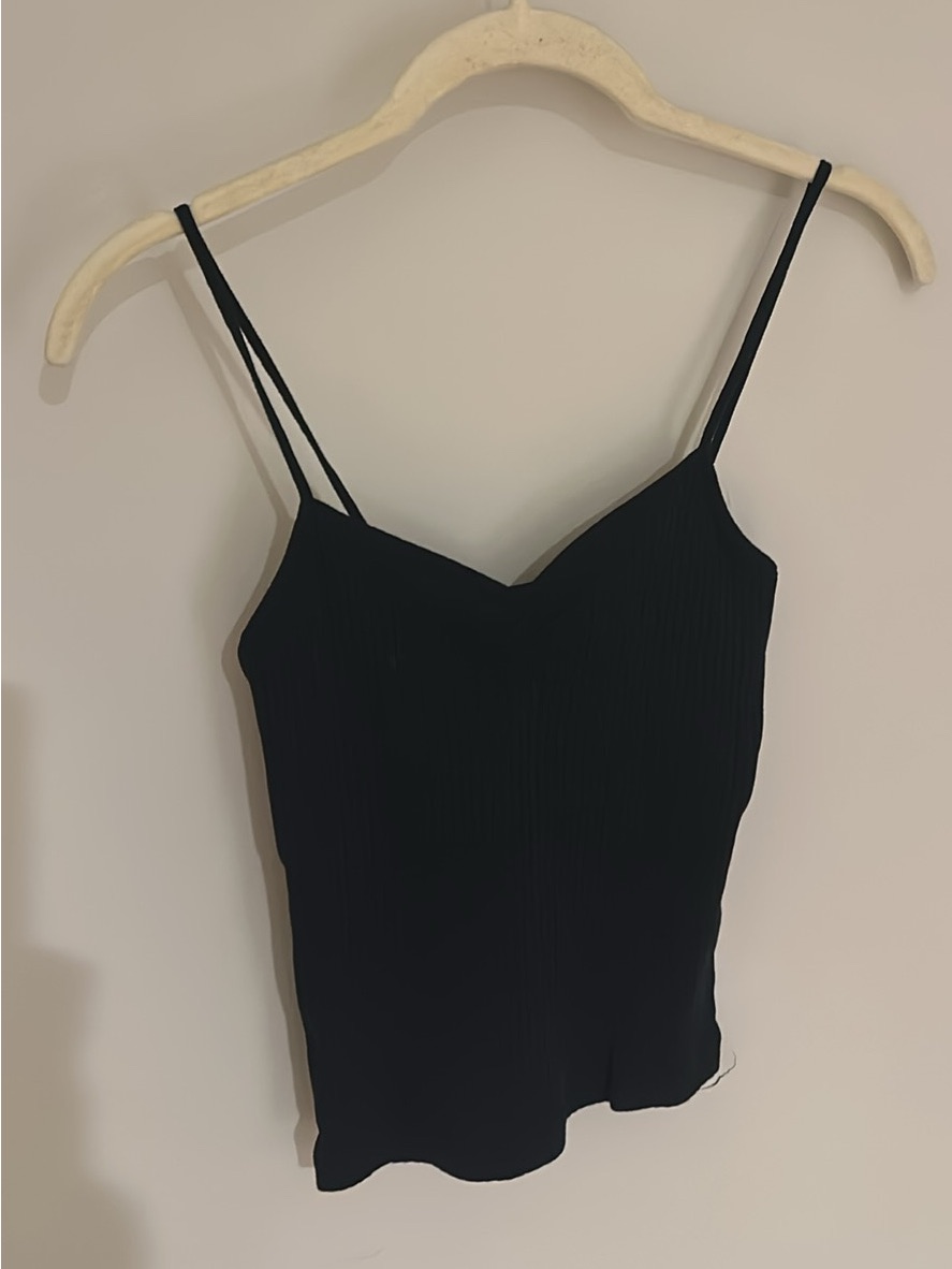 Topshop Black Ribbed Crop Top Us 2